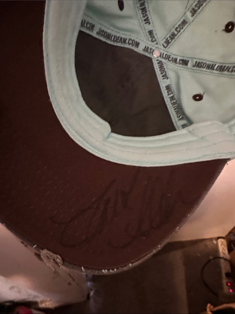 Jason Aldean Autographed Distressed Patch Hat Cap Blue Brown Floral Snapback - Picture 10 of 11